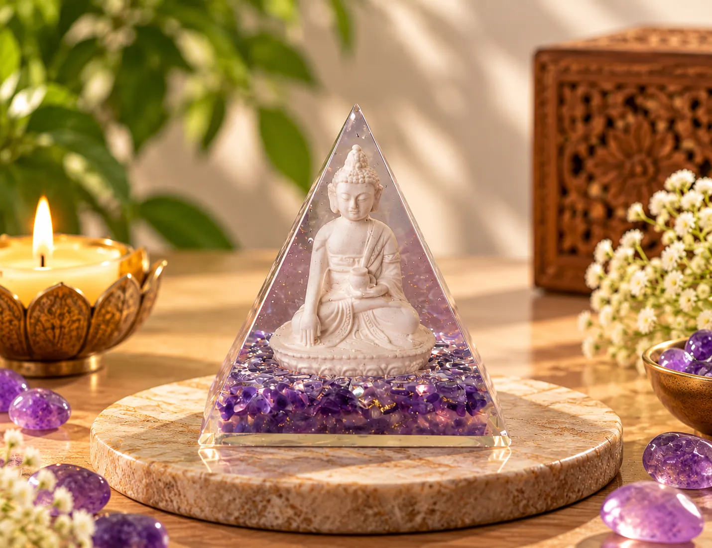 Lapis Orgonite Pyramid for Wisdom, Clarity & Spiritual Awareness