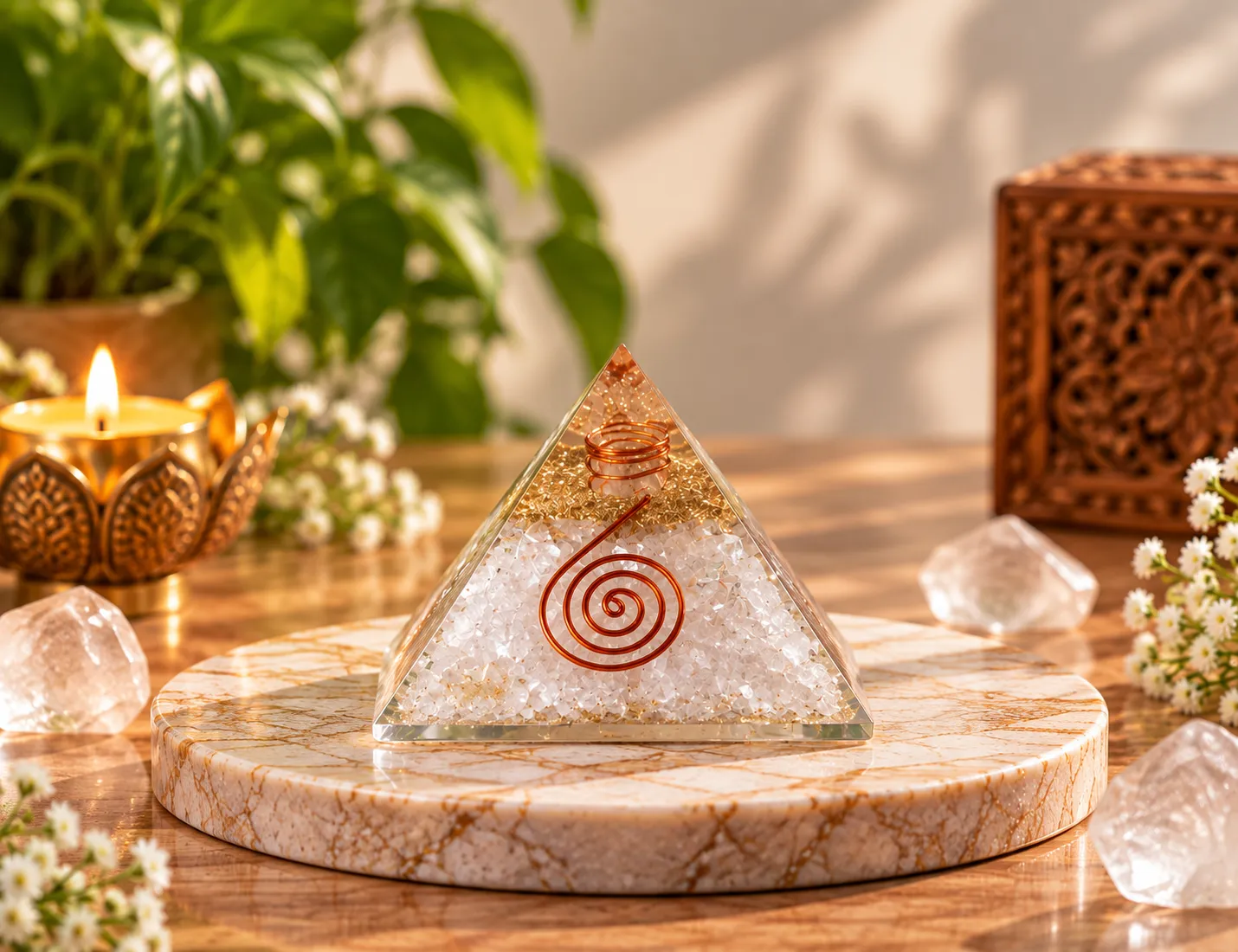 Crystal Orgonite Pyramid for Clarity, Focus & Spiritual