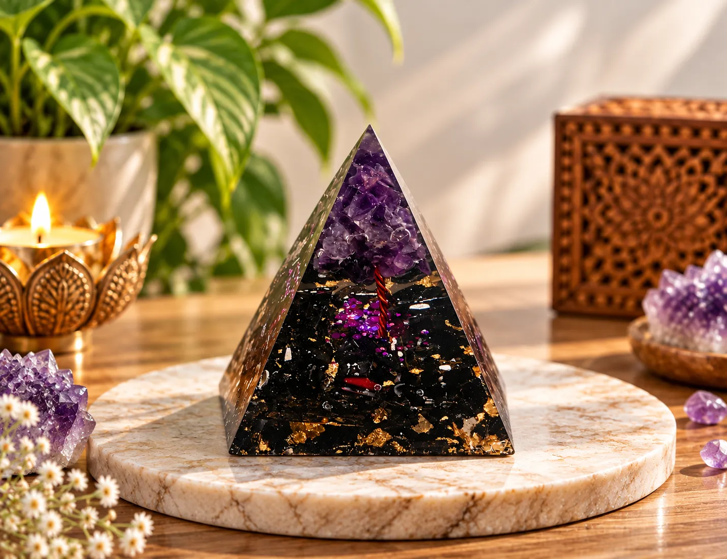 Dark Amethyst Nubian Pyramid for Peace, Intuition & Spiritual
