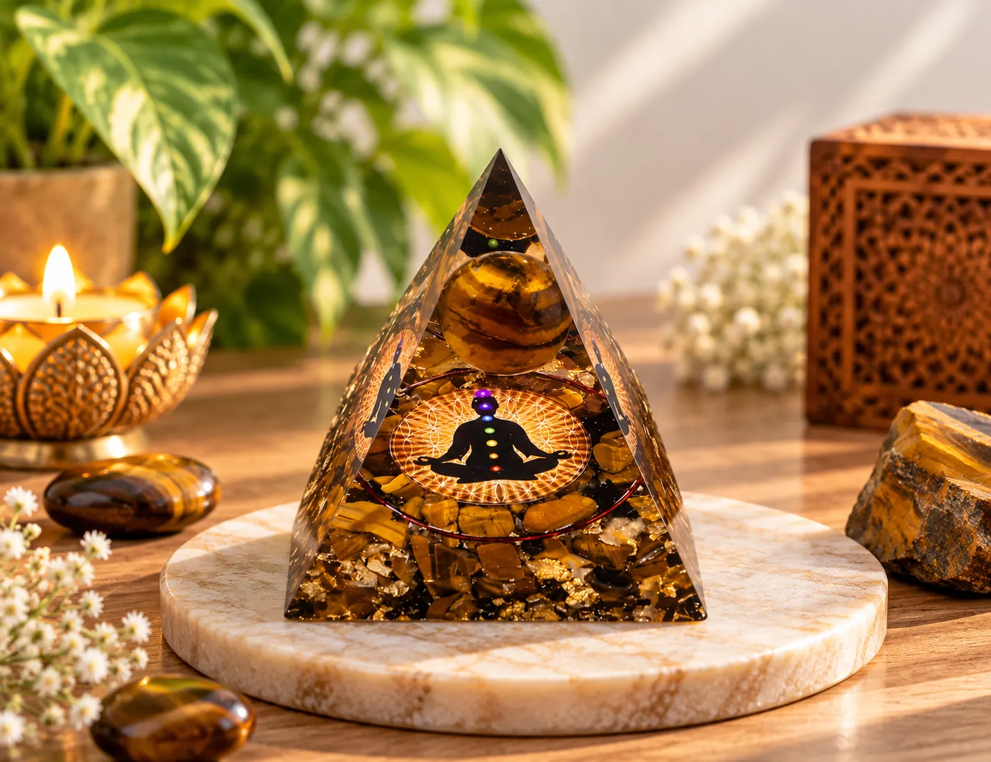 Tiger Eye Nubian Pyramid for Confidence, Grounding & Spiritual
