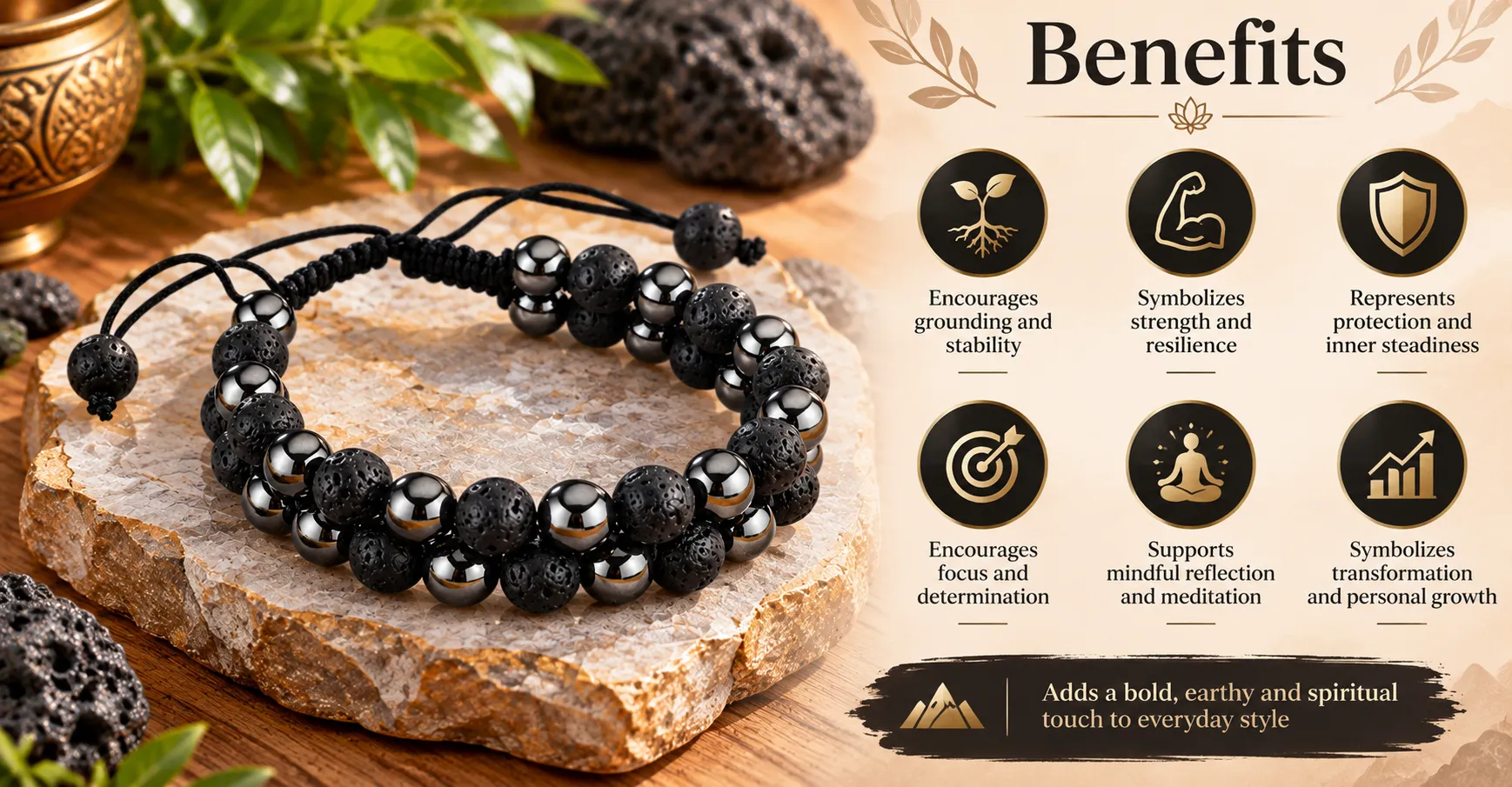 Energized bracelet on wooden surface