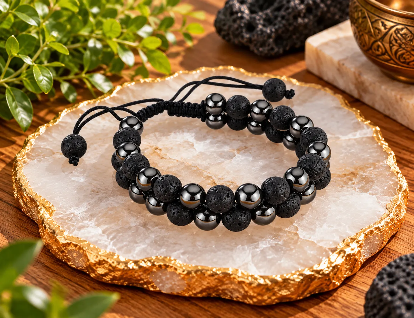 Lava & Hematite Double for Grounding, Strength & Protection